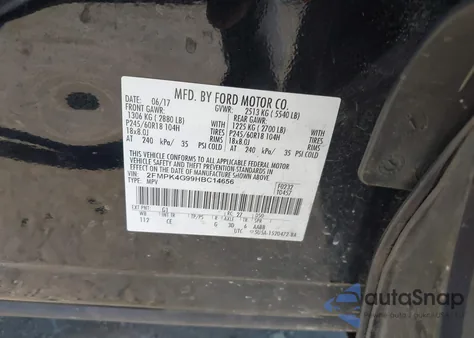 2017 Ford Edge Se from USA, damaged, VIN 2FMPK4G99HBC14656